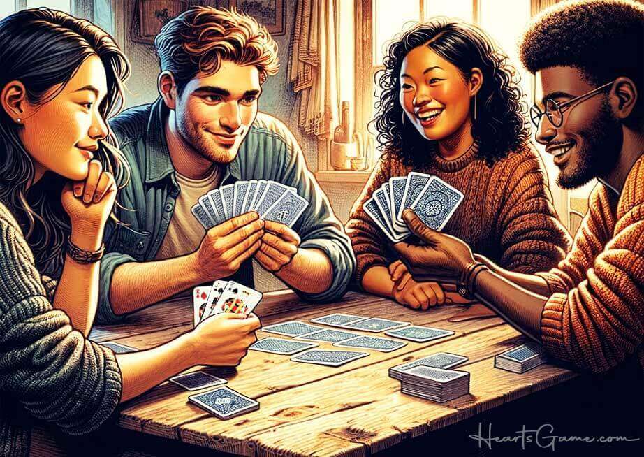 A group of friends playing a card game